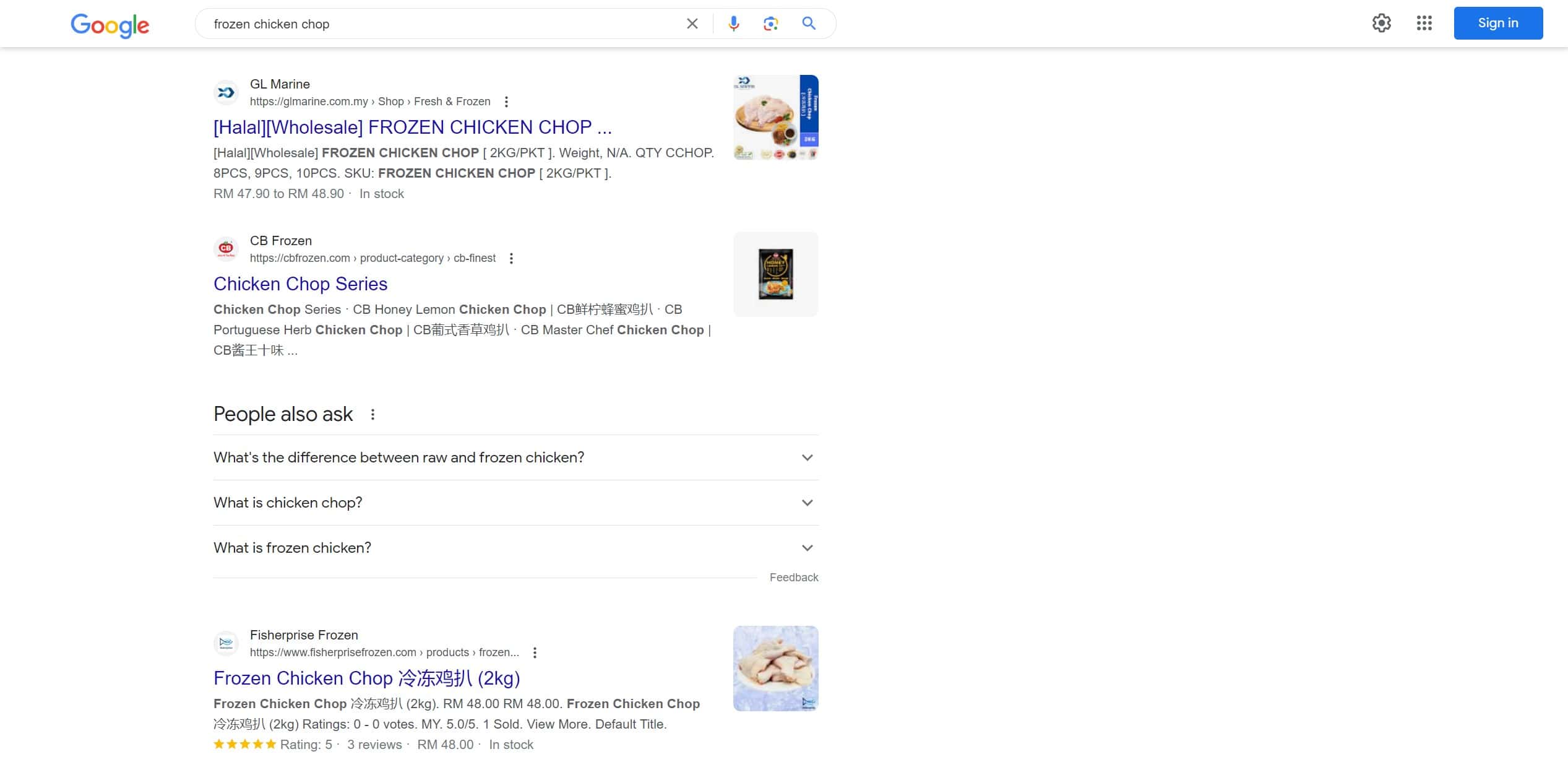 frozen chicken chop seo ranking