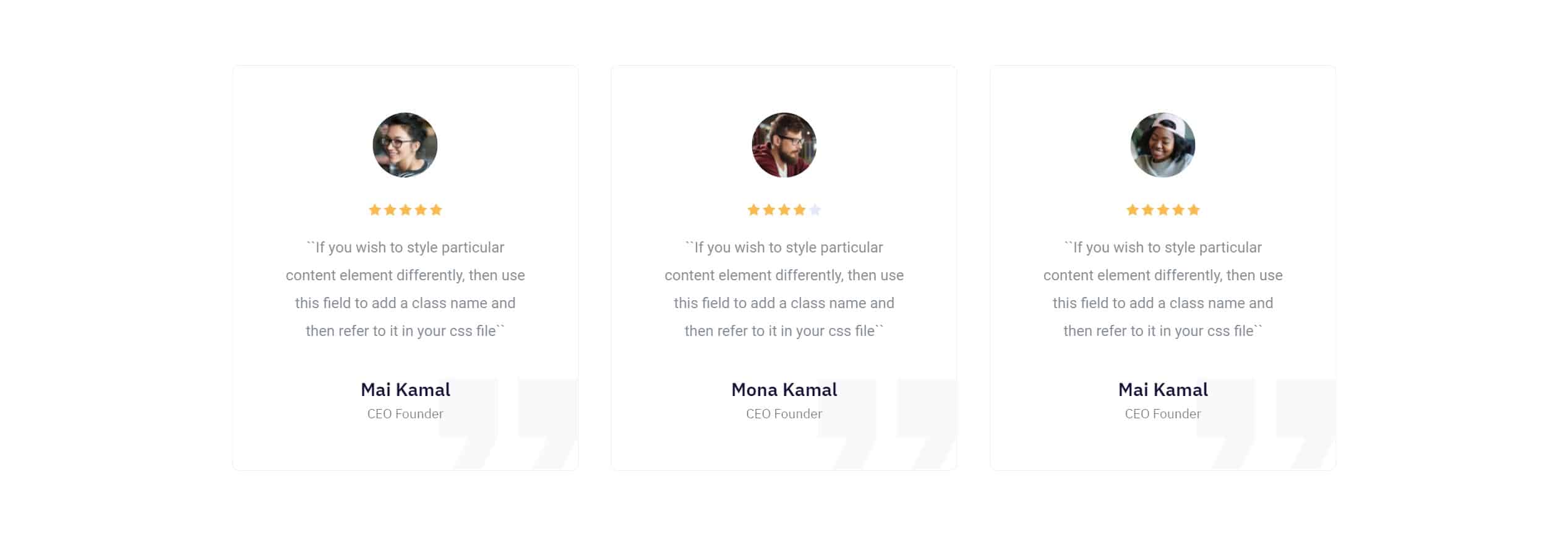 testimonial web page design