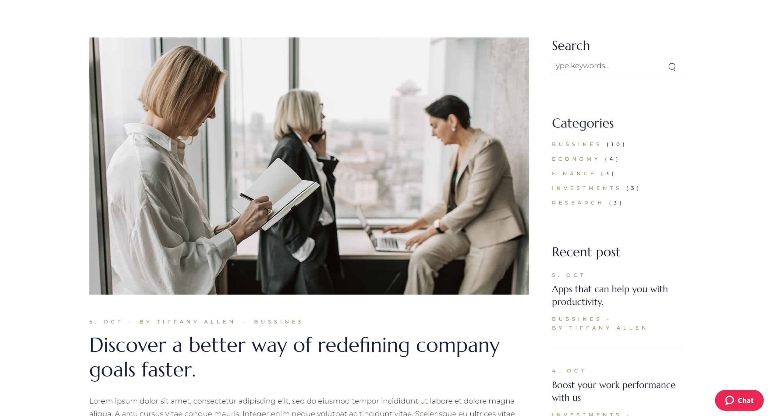website design blog section